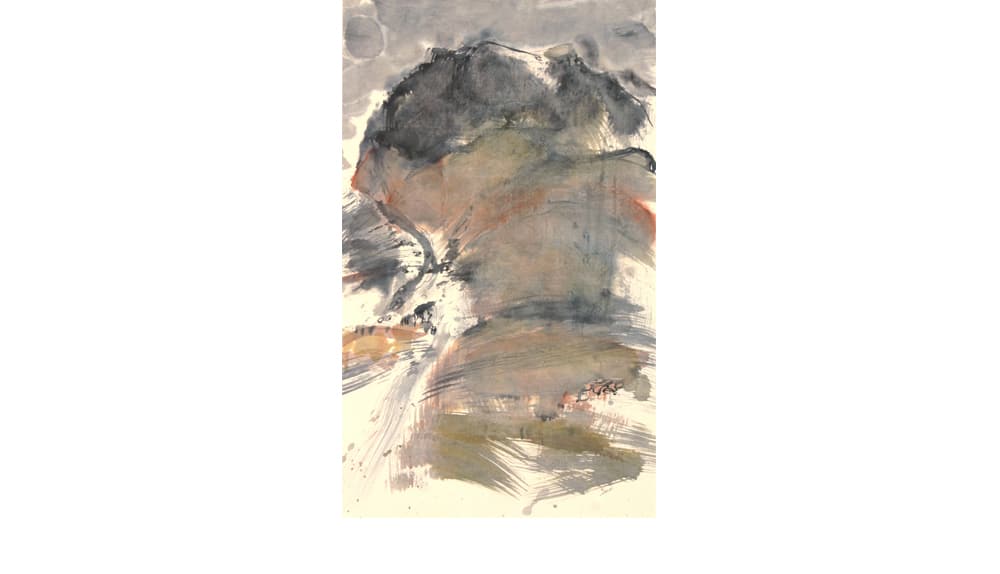 Blencathra Winter Lake District Cumbria UK Chinese ink and watercolour on Moon Palace paper Chinese brush h77 x w47 cms £950.00