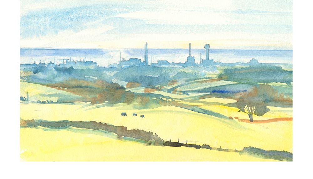 Dreaming spires Arnold thou shouldst be living at this hour (view of Sellafield Cumbria) h21 x w30cm