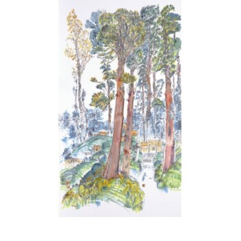 Sumi ink and watercolour on Moon Palace Japanese paper Ise Naiku I Japan