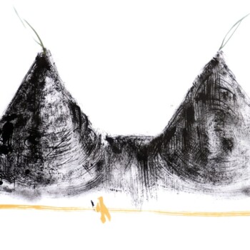 Sumi ink and watercolour on Moon Palace Japanese paper Tatesuna I Japan Sand cones at Kamigamo Shrine Kyoto