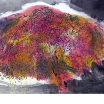 Sumi Japanese ink and watercolour on Moon Palace paper (h80cm x w122cm) Irene Sanderson, Blossom III