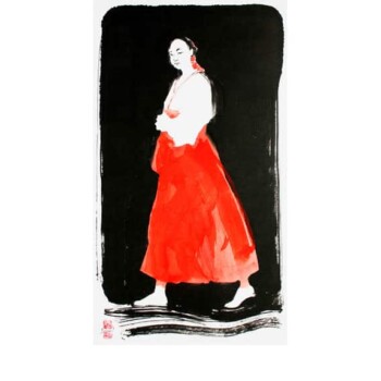 Sumi Japanese ink and watercolour on Moon Palace paper (h64cm x w 54cm) Miko