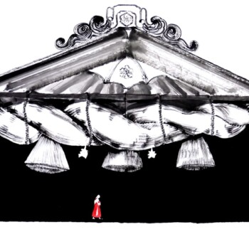 Sumi Japanese and watercolour on Moon Palace paper (h77cm x w105cm) Shimenawa Izumo Taisha